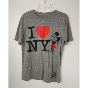 Disney Shirt Women's Small Mickey Mouse Top Gray Short Sleeve I Love NY